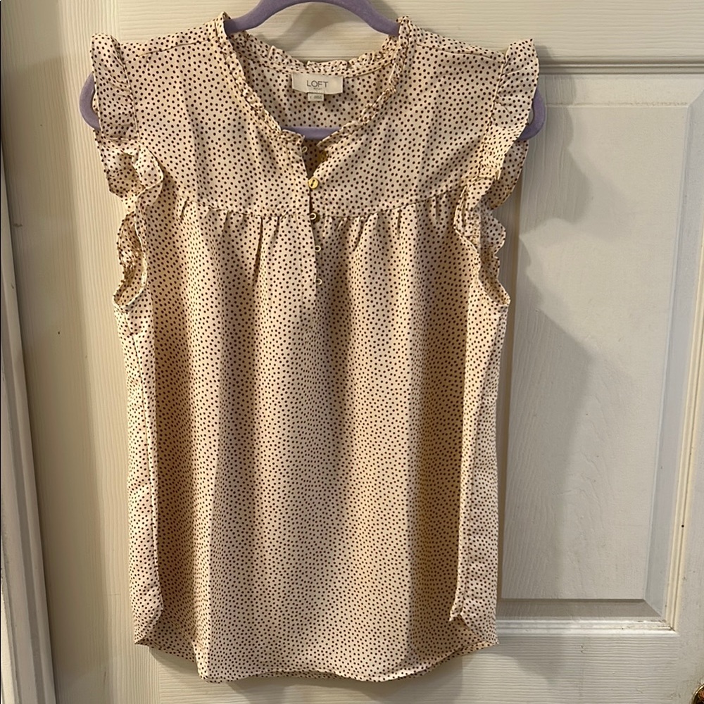 LOFT Cream Polka Dot Women's Top